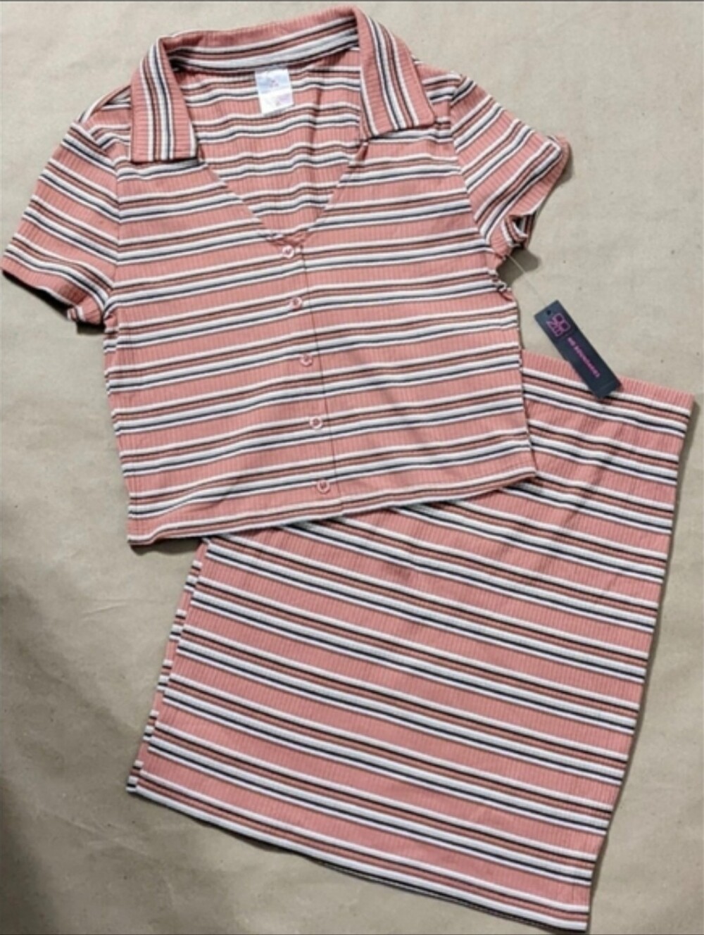 Polo Striped Shirt and Skirt (2 Piece Set) ,NWT, Size Medium(7-9)